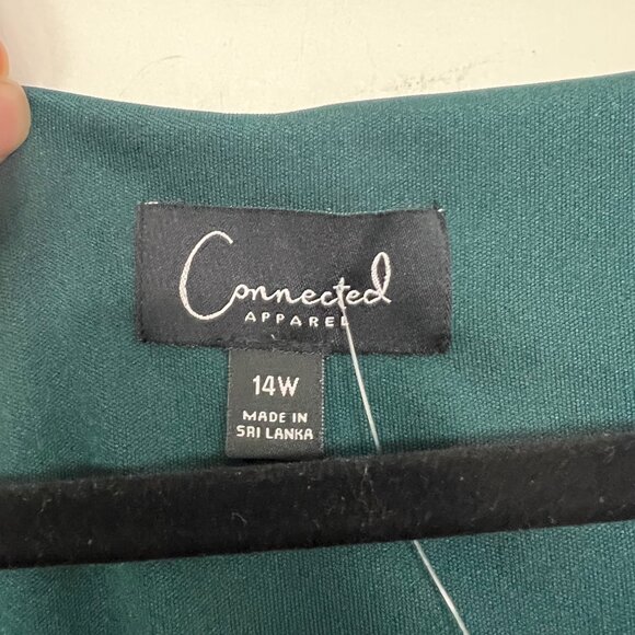 NWT Connected Apparel Fitted Draped Cocktail Dress Hunter Green Ruffle 14W - Picture 2 of 6